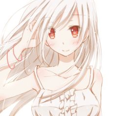Rule 34 | 1girl, bad id, bad pixiv id, collarbone, dress, hand on own ear, hand on own ear, hiro (hirohiro31), looking at viewer, original, red eyes, sketch, smile, solo, white dress, white hair, wind