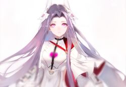 Rule 34 | 1girl, capelet, collar, fate/grand order, fate (series), fs (sdamsd21321), glowing, glowing eyes, headpiece, highres, lens flare, long hair, looking at viewer, medusa (fate), medusa (saber) (fate), purple eyes, purple hair, simple background, solo, tight clothes, very long hair, white background, white capelet