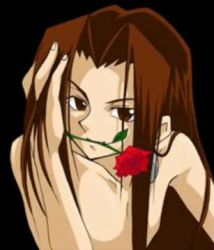 Rule 34 | 1boy, asakura hao, flower, long hair, lowres, male focus, rose, shaman king, simple background, solo, tagme, topless male