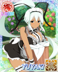 Rule 34 | 10s, 1girl, breasts, card (medium), female focus, huge breasts, maid, senran kagura, solo, white hair, yuuyaki (senran kagura)