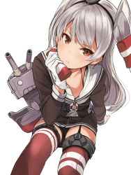 Rule 34 | 10s, 1girl, akaitera, amatsukaze (kancolle), artist request, bad id, bad nicoseiga id, black panties, brown eyes, kantai collection, long hair, looking to the side, panties, pantyshot, personification, rensouhou-chan, rensouhou-kun, simple background, solo, thighhighs, twintails, two side up, underwear, zettai ryouiki