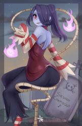 Rule 34 | 1girl, ass, blue skin, colored skin, leviathan (skullgirls), skullgirls, solo, squigly (skullgirls), tagme, zombie