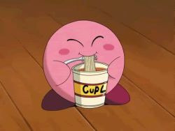 Rule 34 | animated, animated gif, eating, food, kirby, kirby (series), lowres, no humans, noodles, ramen