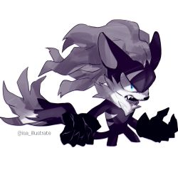 Rule 34 | 1boy, angry, animal ears, black fur, blue eyes, chromatic aberration, cropped legs, fang, fur collar, furry, furry male, half-closed eyes, highres, infinite (sonic), isa-415810, jackal ears, jackal tail, looking at viewer, male focus, neck fur, open hands, open mouth, scar, scar across eye, scar on face, simple background, snout, sonic (series), sonic forces, sonic the hedgehog, standing, white background