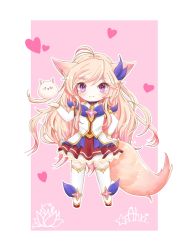 Rule 34 | 1girl, ahri (league of legends), alternate costume, alternate eye color, alternate hair color, animal ears, boots, chibi, detached sleeves, fingernails, fox ears, fox tail, hair ornament, hairband, league of legends, long hair, looking at viewer, magical girl, skirt, star guardian (league of legends), star guardian ahri, tail, thigh boots, thighhighs, white thighhighs