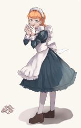 Rule 34 | 1girl, annette fantine dominic, fire emblem, fire emblem: three houses, from side, green eyes, highres, long sleeves, looking to the side, maid, maid headdress, nintendo, open mouth, orange hair, simple background, solo, uwaxuwa, white background