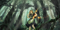 Rule 34 | 1girl, bad id, bad pixiv id, blonde hair, dress, forest, lantern, long hair, nature, original, seafh, solo, surreal, tree, whale, yellow eyes
