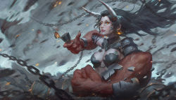 Rule 34 | 1girl, animal, armor, artist name, black hair, blue ribbon, blurry, breasts, broken cup, bug, butterfly, chain, cleavage, clenched hand, closed mouth, cup, demon girl, demon horns, depth of field, dragon, earrings, expressionless, floating hair, glasses, glowing, guweiz, highres, holding, holding cup, horn ornament, horn ribbon, horns, bug, jewelry, long hair, looking at viewer, md5 mismatch, medium breasts, monster, necklace, orange eyes, original, pendant, pink lips, rain, ribbon, round eyewear, sharp teeth, shoulder pads, solo, teacup, teeth, very long hair, water, wind, yellow-framed eyewear, yellow eyes
