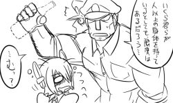 Rule 34 | 10s, 1boy, 1girl, ^^^, admiral (kancolle), bottle, comic, drooling, drunk, greyscale, hat, kantai collection, matsuda chiyohiko, military, military uniform, monochrome, peaked cap, short hair, sleeves rolled up, tenryuu (kancolle), tonda, translation request, uniform
