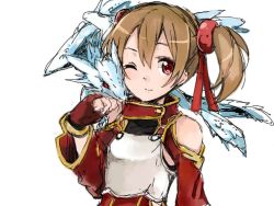 Rule 34 | 10s, 1girl, armor, breastplate, detached sleeves, fingerless gloves, gloves, kirisawa saki, pina (sao), red eyes, short twintails, silica, sketch, solo, sword art online, twintails