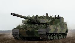 1other bundeswehr camouflage_netting cannon dead-robot leopard_2 military military_vehicle motor_vehicle mud original overcast sky tank vehicle_focus