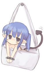 Rule 34 | 7010, bag, blue hair, lowres, mini person, minigirl, pointy ears, solo, tail
