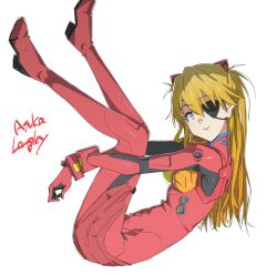 1girl :&gt; artist_request ass bodysuit brown_hair character_name fetal_position from_side full_body highres hugging_own_legs interface_headset legs_up lips long_hair neon_genesis_evangelion pilot_suit plugsuit red_bodysuit simple_background solo souryuu_asuka_langley white_background wide_hips