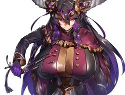 Rule 34 | 1girl, braid, breasts, capelet, demon horns, facing viewer, female focus, game cg, gloves, hair between eyes, horns, large breasts, long braid, long hair, looking at viewer, maou to shugo kishi, melon22, multicolored hair, original, parted lips, pink eyes, single braid, solo, standing, transparent background, two-tone hair, upper body
