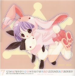 Rule 34 | 00s, 1girl, 2003, animal ears, binzume yousei, calendar, july, non-web source, pita ten, rabbit, rabbit ears, rere, solo, tokumi yuiko