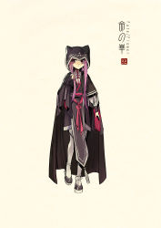 Rule 34 | 1girl, adapted costume, anklet, arm at side, artist name, beige background, bridal gauntlets, chinese clothes, cloak, concept art, copyright name, fate/grand order, fate (series), full body, grey footwear, hanfu, highres, holding, holding own hair, hood, hood up, hooded cloak, jewelry, logo, long hair, long sleeves, looking at viewer, medusa (fate), medusa (lancer) (fate), medusa (rider) (fate), pantyhose, purple eyes, purple hair, rider, robe, sash, shoes, simple background, solo, standing, tassel, toggles, very long hair, white pantyhose, zerocastle