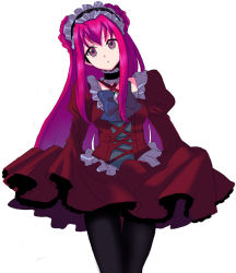 Rule 34 | 00s, 1girl, ayanashi kunio, black pantyhose, bow, clothes lift, dark cure (yes! precure 5), dark dream, dress, eiko, gothic lolita, lolita fashion, pantyhose, pink hair, precure, skirt, skirt lift, solo, yes! precure 5