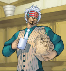 Rule 34 | 1boy, ace attorney, capcom, coffee, extollere, godot (ace attorney), male focus, necktie, phoenix wright: ace attorney - trials and tribulations, self-upload, solo, white hair