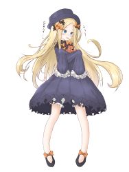 Rule 34 | 1girl, @ @, abigail williams (fate), black bow, black dress, black footwear, black hat, blonde hair, bloomers, blue eyes, blush, bow, bug, butterfly, dress, fate/grand order, fate (series), forehead, hair bow, hat, highres, hugging object, insect, long hair, long sleeves, orange bow, parted bangs, parted lips, polka dot, polka dot bow, shoes, simple background, sleeves past fingers, sleeves past wrists, solo, stuffed animal, stuffed toy, tan (kiriya0752), teddy bear, translated, underwear, very long hair, white background, white bloomers