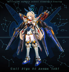 Rule 34 | 1girl, absurdres, alternate costume, animal ears, armpits, black background, blue archive, blue eyes, braid, commentary request, english text, fake animal ears, french braid, full body, gundam, gundam seed, gundam seed destiny, hair between eyes, hairband, halo, highres, light brown hair, long hair, looking at viewer, mecha, mecha musume, mikanjam, multicolored hair, nontraditional playboy bunny, rabbit ears, robot, sidelocks, simple background, single braid, sleeveless, solo, standing, streaked hair, strike freedom gundam, thighhighs, toki (blue archive), toki (bunny) (blue archive), two-tone hair, zettai ryouiki