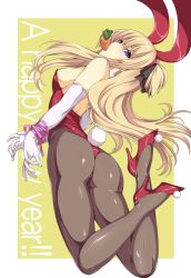 Rule 34 | 10s, 1girl, 2011, animal ears, arched back, ass, bdsm, blonde hair, blue eyes, bondage, bound, bound wrists, rabbit ears, rabbit tail, carrot, elbow gloves, fake animal ears, gloves, hakaba (dairiseki), high heels, highres, long hair, looking at viewer, mouth hold, one-piece thong, original, panties, pantyhose, playboy bunny, quiz magic academy, ribbon, ribbon bondage, shalon, shoes, solo, tail, thong, underwear
