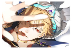 Rule 34 | 1boy, arabian clothes, blonde hair, earrings, fate/grand order, fate (series), gilgamesh, gilgamesh (caster) (fate), gilgamesh (fate), hair between eyes, hair ornament, headdress, highres, jewelry, looking at viewer, male focus, open mouth, red eyes, short hair, smile, solo, yanase seno