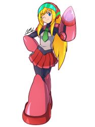 Rule 34 | 1girl, female focus, highres, mega man (series), one eye closed, pachislot rockman ability, roll (pachislot rockman ability), simple background, solo, white background, wink