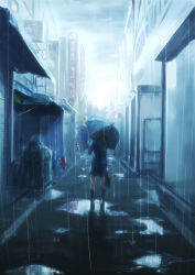 Rule 34 | 1girl, akitani kou, female focus, original, rain, skirt, solo, umbrella