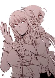 Rule 34 | 1boy, 1girl, adjusting clothes, adjusting gloves, ahoge, carrying, fate/grand order, fate (series), florence nightingale (fate), gloves, nakano haito, rama (fate), worried