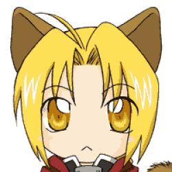 Rule 34 | 00s, :&lt;, animal ears, animated, animated gif, blonde hair, cat ears, cat tail, edward elric, fang, fullmetal alchemist, lowres, male focus, solo, tail, yellow eyes
