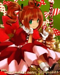 Rule 34 | 1girl, aura, biscuit krueger, biscuit krueger (cosplay), brown eyes, brown hair, cosplay, dress, gloves, hair ribbon, hand on own face, highres, hunter x hunter, idolmaster, idolmaster (classic), kono lolicon domome, lolita fashion, looking at viewer, mary janes, red dress, ribbon, shoes, short hair, short twintails, sitting, smile, socks, solo, takatsuki yayoi, twintails, white socks, yuyu (yuyurhythm)