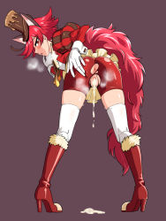 Rule 34 | 10s, 1girl, animal ears, ass, bent over, bike shorts, blush, boots, breath, cum, cum in pussy, cum pool, cumdrip, cure chocolat, dog ears, dog tail, fur trim, gloves, hat, high heel boots, high heels, highres, kirakira precure a la mode, looking at viewer, magical girl, nagiichi, oral, precure, puffy sleeves, red bike shorts, red footwear, red hair, short hair, simple background, solo, tail, thighhighs, torn bike shorts, torn clothes, white gloves, white thighhighs