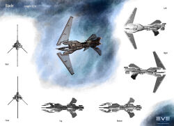 Rule 34 | 3d, character sheet, commentary, concept art, copyright name, corvette (eve online), eve online, from side, highres, logo, military vehicle, minmatar republic (eve online), multiple boys, no humans, original, peet-b, science fiction, solar panel, spacecraft, thrusters, vehicle focus