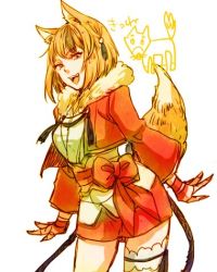 Rule 34 | 1girl, 9wa, animal ears, bad id, bad twitter id, blonde hair, contrapposto, eyebrows, fang, fingernails, fire emblem, fire emblem fates, fox ears, fox tail, fur trim, hair ornament, head tilt, japanese clothes, kimono, looking at viewer, lowres, multicolored hair, nintendo, obi, open mouth, sash, selkie (fire emblem), short hair, short kimono, smile, solo, standing, streaked hair, tail, tassel, teeth, thighs, wrist wrap, yellow eyes