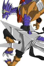 Rule 34 | arresterdramon, blue eyes, claws, digimon, digimon (creature), simple background, solo, tail, white background