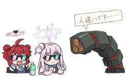 Rule 34 | 2girls, armored core, armored core 6, blue archive, crossover, halo, ia-02: ice worm, maki (blue archive), mika (blue archive), multiple girls, spray can, sunglasses