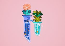 Rule 34 | artist name, cloud, crescent moon, day, flower, knife, meyoco, moon, night, no humans, original, pink background, plant, simple background, sparkle, star (sky), sun, thorns, water, weapon