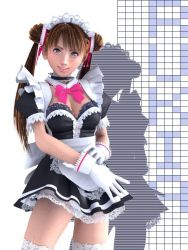 Rule 34 | 1girl, 3d, bow, breasts, brown hair, choker, gloves, incise soul, lace, m-rs, maid, ribbon, rukia (incise soul), solo, thighhighs