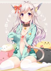 Rule 34 | 1girl, :3, :o, absurdres, animal ears, antenna hair, bell, between legs, bikini, blush, bow, braid, breasts, cat, cat ears, cat girl, cat tail, chestnut mouth, cleavage, collar, covering privates, covering crotch, floral background, grey background, hair bow, hair ribbon, hand between legs, heart, heart background, highres, hood, hoodie, jingle bell, lace background, long hair, looking at viewer, multicolored eyes, navel, neck bell, no shoes, nose bubble, open clothes, orange ribbon, original, parted lips, paw hair ornament, paw pose, paw print, paw print background, purple eyes, red eyes, red ribbon, ribbon, simple background, sitting, sleeping, small breasts, solo, swimsuit, tail, tail ornament, tail ribbon, takehana note, thighhighs, thighs, triangle mouth, twin braids, virtual youtuber, wariza, wavy hair, white hair, white thighhighs