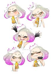 Rule 34 | + +, :3, :d, ^ ^, absurdres, angry, armpits, arms up, bare shoulders, blush, clenched teeth, closed eyes, crown, expressions, fang, fingerless gloves, gloves, half-closed eyes, happy, highres, inkling, looking at viewer, mole, mole under mouth, multicolored hair, nervous, nintendo, open mouth, pearl (splatoon), pink hair, puchiman, short eyebrows, short hair, simple background, sleeveless, smile, smug, solo focus, sparkle, splatoon (series), splatoon 2, sweatdrop, symbol-shaped pupils, teeth, tentacle hair, twitter username, two-tone hair, upper body, v-shaped eyebrows, wavy mouth, white background, white hair, yellow eyes, zipper
