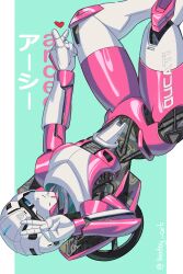 Rule 34 | 1girl, absurdres, arcee, armor, artist name, autobot, bilingual, blue eyes, breasts, character name, clip studio paint (medium), ducati, helmet, highres, kentoy art, looking at viewer, mecha, medium breasts, mixed-language text, robot, science fiction, thighs, transformers, transformers: rise of the beasts, transformers (live action), v