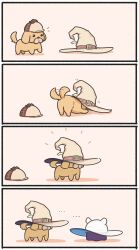 Rule 34 | ..., 2others, 4koma, absurdres, animal ears, bubba (watson amelia), chibi, comic, commentary, dog, dog ears, dog tail, english commentary, hat, highres, hololive, hololive english, mpien, multiple others, octopus, oversized clothes, silent comic, sun hat, tail, tail wagging, takodachi (ninomae ina&#039;nis), virtual youtuber, witch hat
