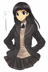 Rule 34 | 1girl, amagami, ayatsuji tsukasa, black eyes, black hair, long hair, piaisai, school uniform, skirt, smile, solo