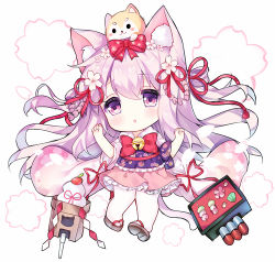 Rule 34 | 1girl, :o, animal, animal ears, animal on head, azur lane, bell, bow, bowtie, brown footwear, cat ears, cat girl, cat tail, chinese clothes, commentary request, dango, floral print, flower, food, hair flower, hair ornament, hair ribbon, hands up, japanese clothes, jingle bell, kagami mochi, kimono, kisaragi (azur lane), kisaragi (new year&#039;s wish) (azur lane), long hair, long sleeves, looking at viewer, lowres, on head, pantyhose, parted lips, pink hair, pink kimono, pink skirt, print kimono, purple eyes, red bow, red bowtie, red ribbon, ribbon, sandals, sanshoku dango, short kimono, skirt, solo, tabi, tail, tengxiang lingnai, very long hair, wagashi, white background, white pantyhose, wide sleeves, zouri
