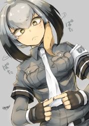 Rule 34 | 10s, 1girl, blush, bodystocking, breast pocket, breasts, collared shirt, feathers, fingerless gloves, gloves, grey background, hair between eyes, head wings, index fingers together, kemono friends, looking at viewer, necktie, pocket, shirt, shoebill (kemono friends), short sleeves, shorts, sigama, silver hair, simple background, solo, sweatdrop, text focus, translation request, twintails, white necktie, wings, yellow eyes