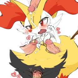 Rule 34 | 1girl, absurdres, animal ear fluff, animal ears, animal nose, animal vagina, arm up, armpit sex, black fur, blush, body fur, braixen, canine pussy, cowboy shot, creatures (company), cum, cum on chest, disembodied penis, embarrassed, erection, facial, flat chest, fox ears, fox girl, fox tail, furry, furry female, furry with non-furry, game freak, gen 6 pokemon, groin, hand up, heart, hetero, highres, interspecies, multicolored fur, naizuri, neck fur, nintendo, open mouth, paizuri, penis, penis on head, penis under another&#039;s clothes, pokemon, pokemon (creature), precum, pussy, pussy juice, red eyes, red leopard, sex, sideways mouth, simple background, snout, solo focus, standing, stick, surrounded by penises, tail, trembling, vaginal, white background, white fur, wide hips, yellow fur