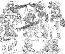 Rule 34 | 6+girls, :3, airburst grenade launcher, b&amp;t mp9, breasts, bullpup, clone, computerized scope, defibrillator, female focus, fireman&#039;s carry, general-purpose machine gun, grenade launcher, greyscale, gun, h&amp;k mp5k, highres, holding, holding gun, holding weapon, inubashiri momiji, lleu, long gun, machine gun, medium machine gun, military, military operator, monochrome, multiple girls, pkm, precision-guided firearm, prototype design, scope, semi-automatic firearm, semi-automatic grenade launcher, shameimaru aya, shell casing, sight (weapon), sketch, smart scope, squad automatic weapon, submachine gun, telescopic sight, touhou, uniform, weapon, xm104 (smart scope), xm25 cdte