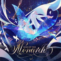 Rule 34 | 1girl, absurdres, album cover, album name, artist request, blue cape, breasts, bug, butterfly, cape, commentary, cover, english commentary, closed eyes, floating, from side, hair behind ear, high heels, highres, indie virtual youtuber, insect, medium breasts, medium hair, monarch (amalee), official art, pants, petals, silver hair, solo, virtual youtuber, white footwear, white pants