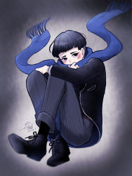Rule 34 | 1boy, 2017, artist name, black hair, blush, brown eyes, credence barebone, crying, dated, fantastic beasts and where to find them, harry potter (series), male focus, nightcat, scarf, solo, wizarding world