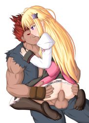 Rule 34 | 1boy, 1girl, akuma (street fighter), anal, ass, ass grab, black pantyhose, blonde hair, butterfly hair ornament, crossover, dougi, eye contact, feet, fingerless gloves, girl on top, gloves, glowing, glowing eyes, hair ornament, hand on another&#039;s chest, hetero, highres, kisaragi mifuyu, leandroff5, looking at another, muscular, pantyhose, purple eyes, red eyes, red hair, self-upload, sex, straddling, street fighter, tayutama, torn clothes, torn pantyhose, torn sleeves, transparent background, uncensored, upright straddle